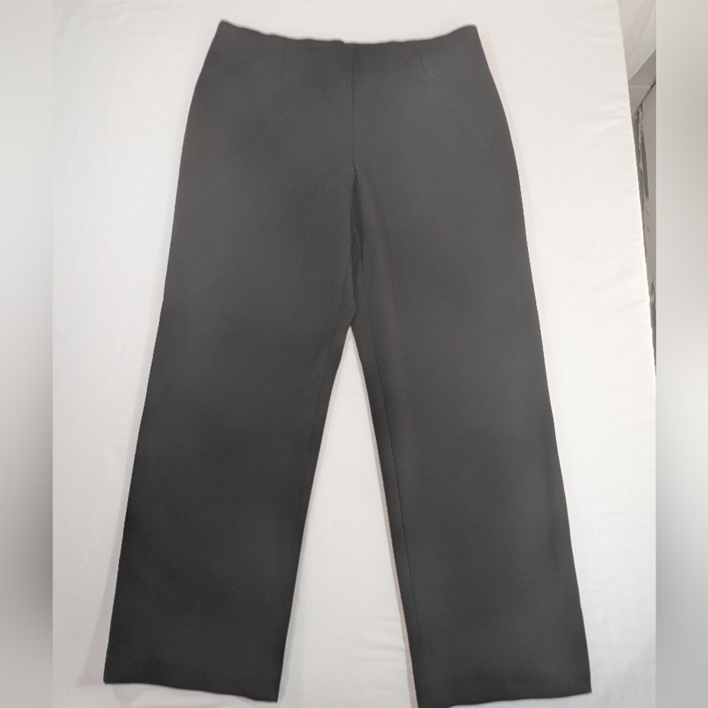 Coldwater Creek Classic Fit Black High Rise Straight Wide Leg Pants Size 16
